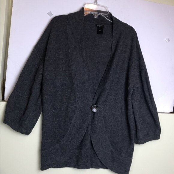 Ann Taylor Y2K Wool Round Hem Ballon Sleeve Cardigan Sweater Top Button Oversize - Picture 1 of 12